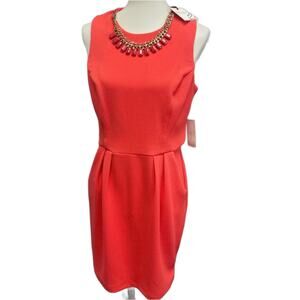 New Bisou Bisou Womens Size 12 Sleeveless Dress w Detachable Necklace & Pockets